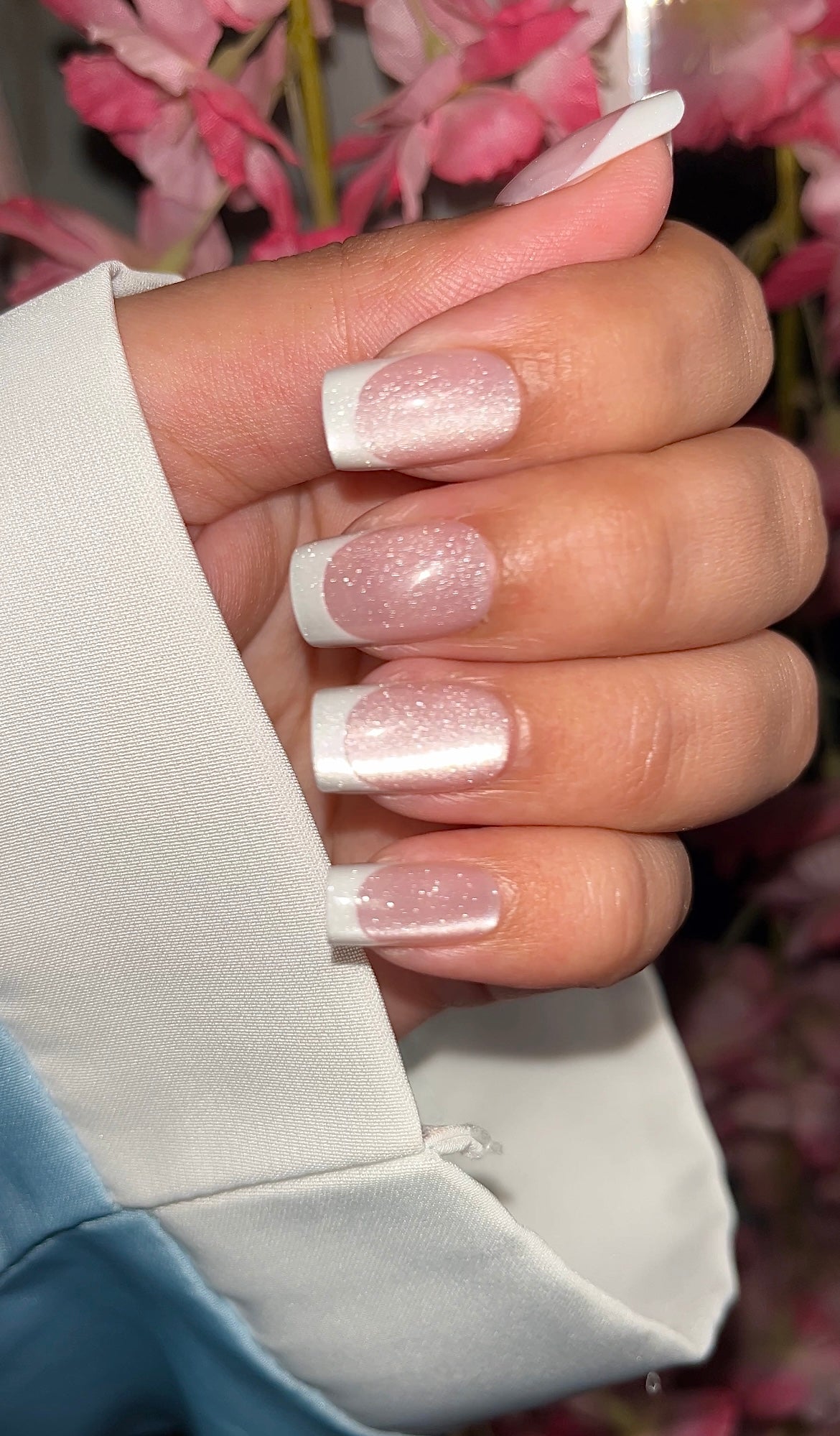 Cat eye square French nails