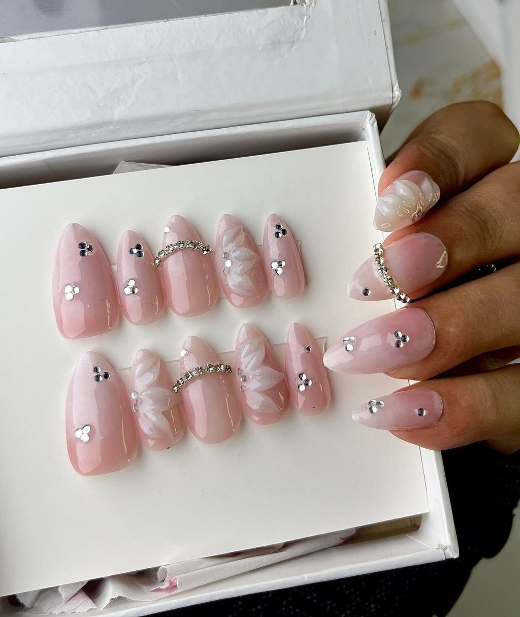 Pink 3D ombre nails