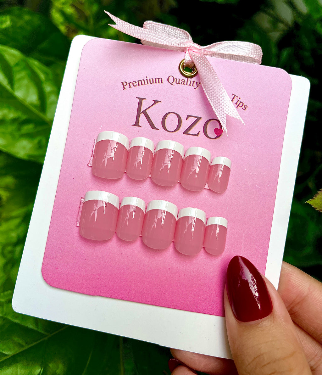 Short pink square French tips