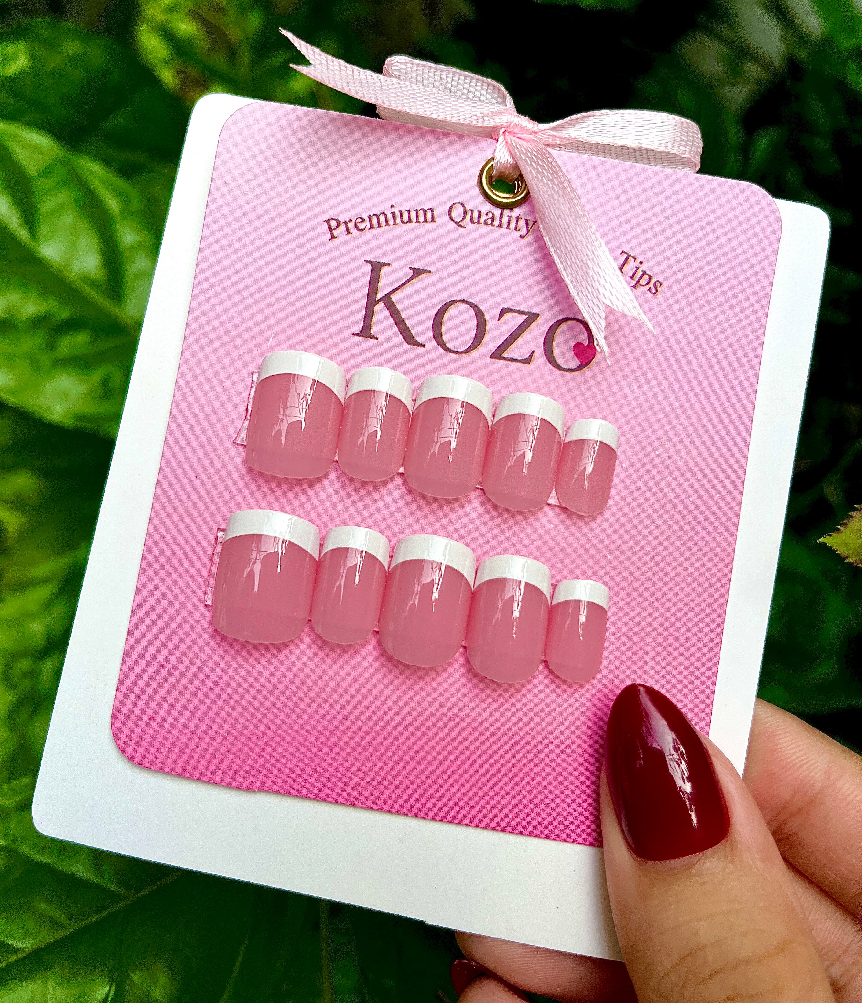 Short pink square French tips
