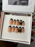 Black bow almond tips