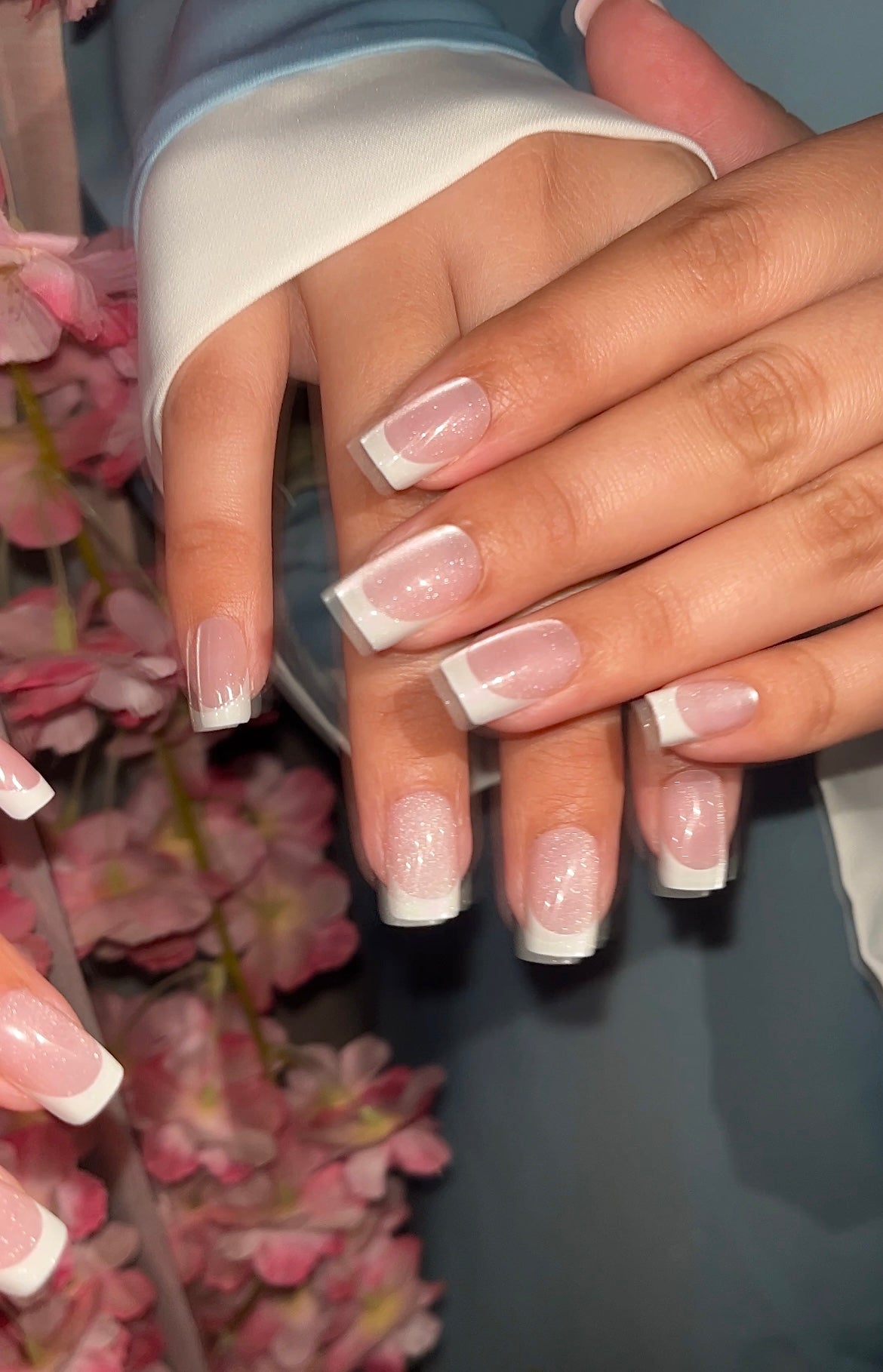 Cat eye square French nails