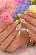 Almond French nails with 3D art