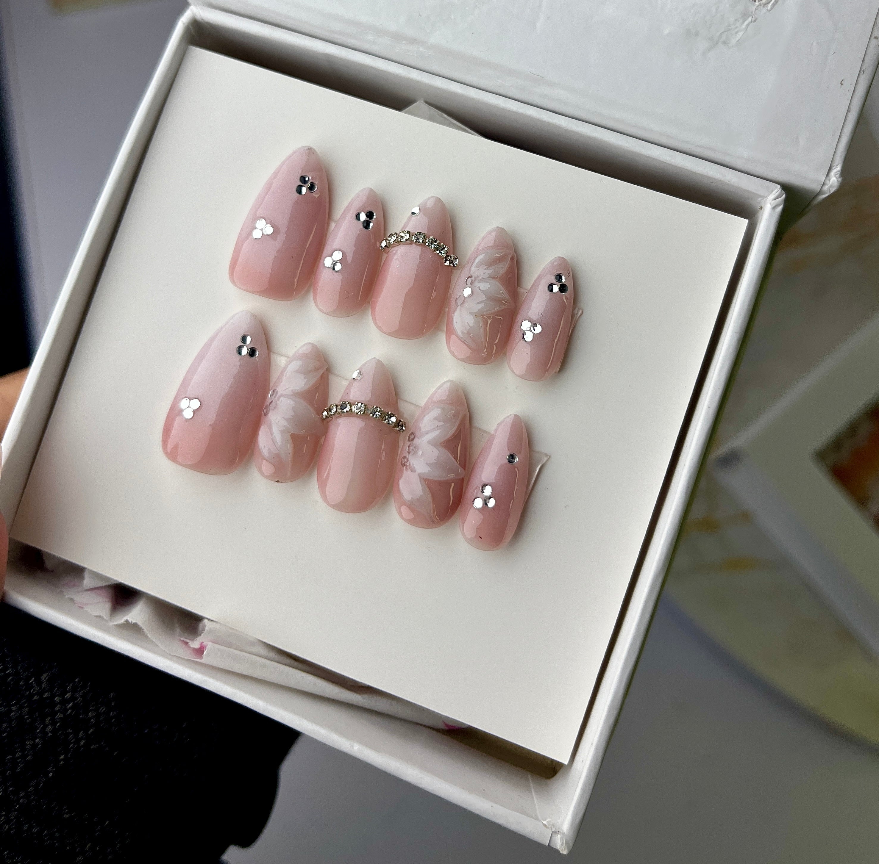 Pink 3D ombre nails