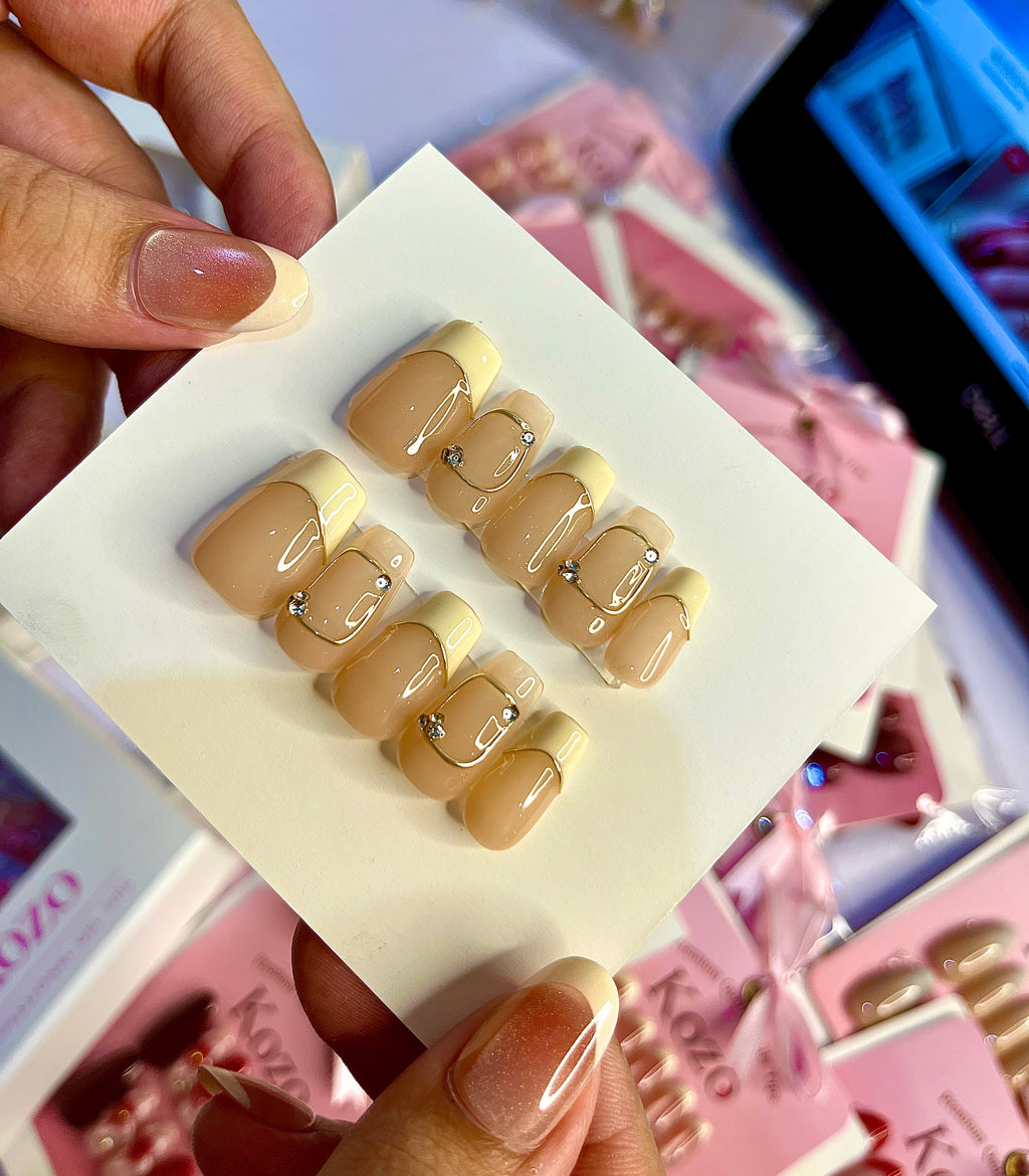 Handmade Golden chrome French nails