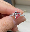 Adjustable Pink heart and bow ring