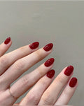 Handmade short oval cherry red nails