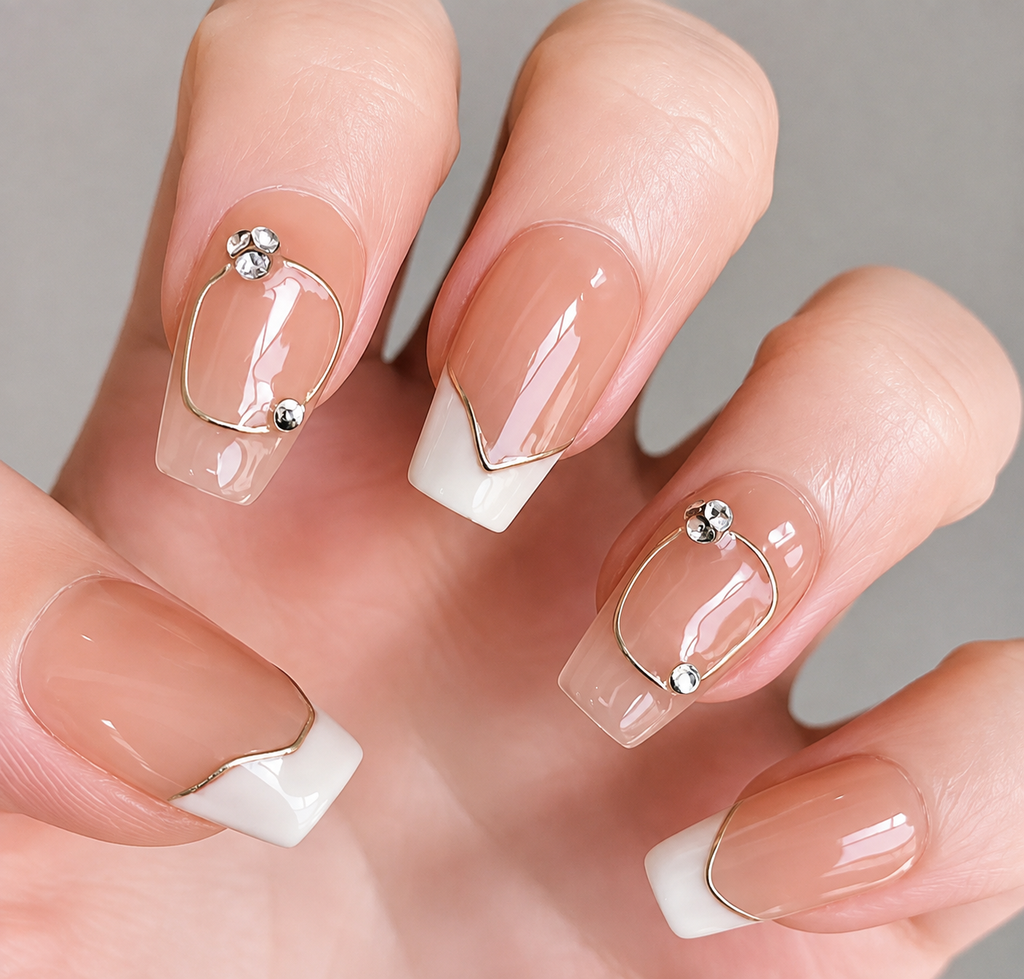 Handmade Golden chrome French nails