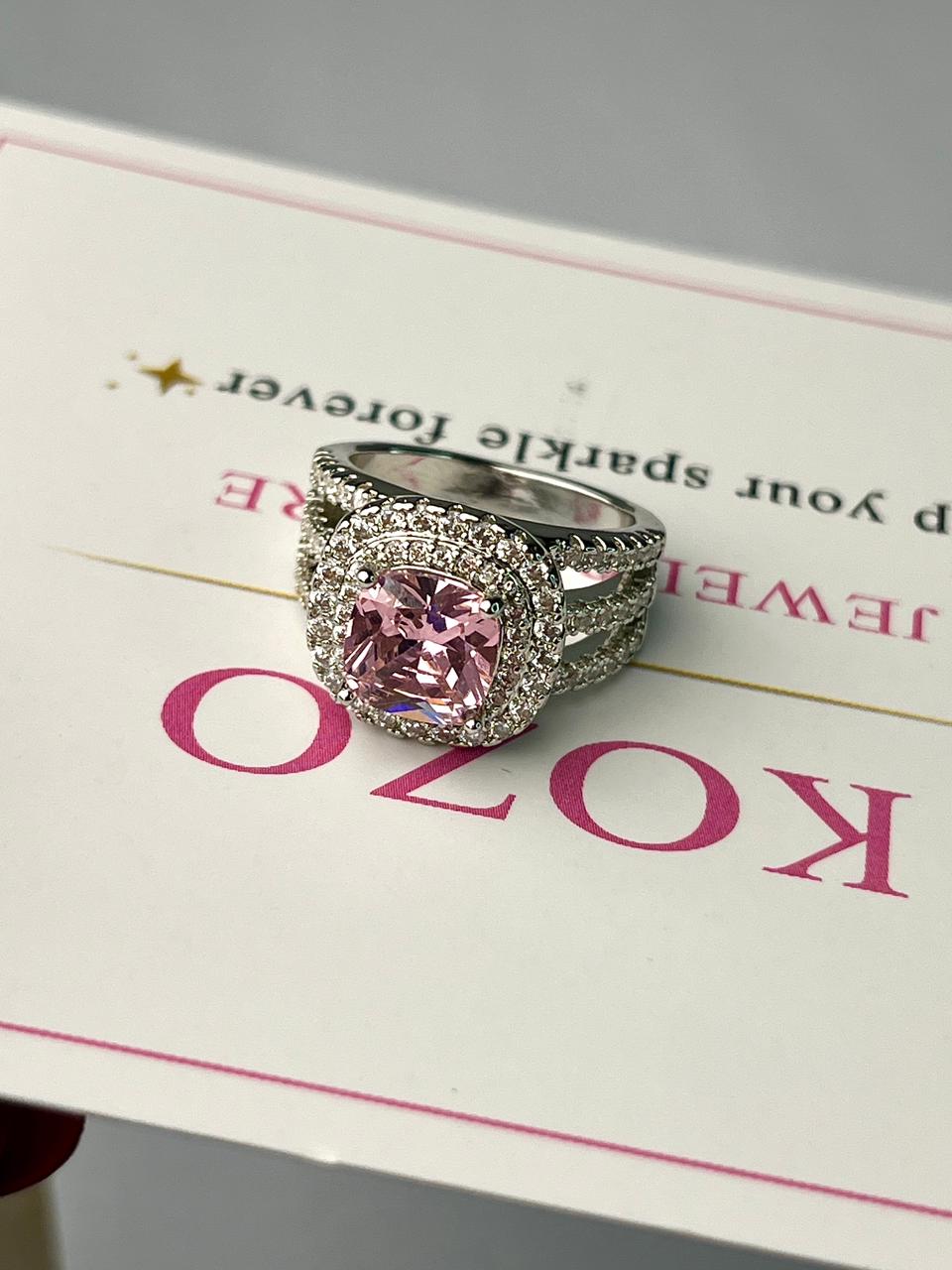 Big pink stone ring