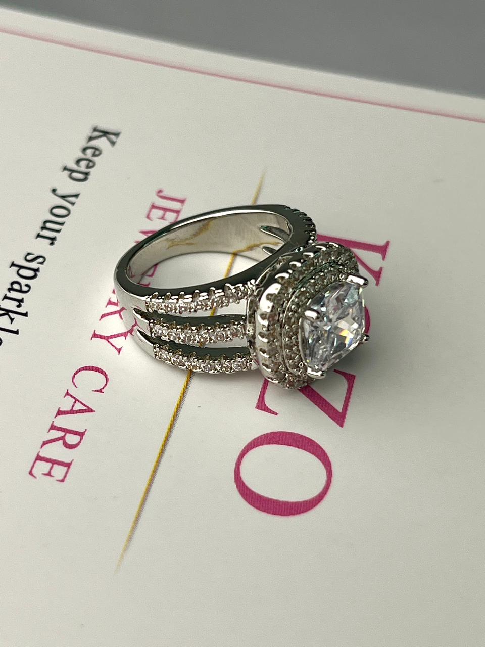 Big silver stone ring