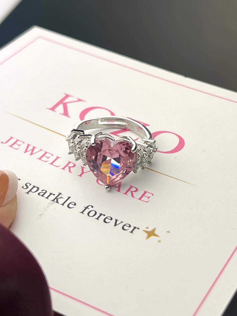 Big pink heart ring