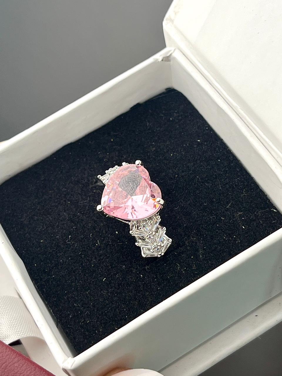 Big pink heart ring