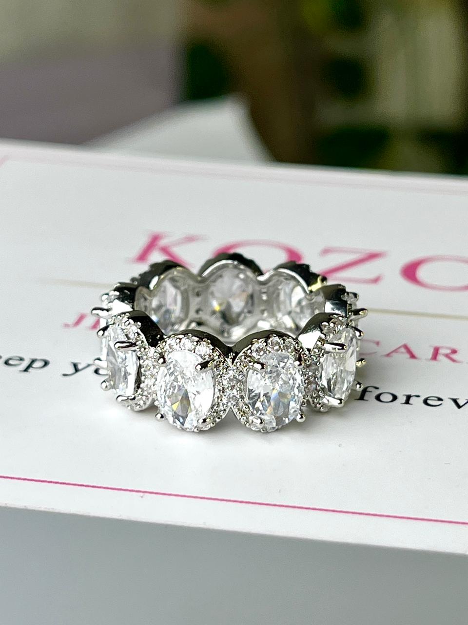 Silver stones ring