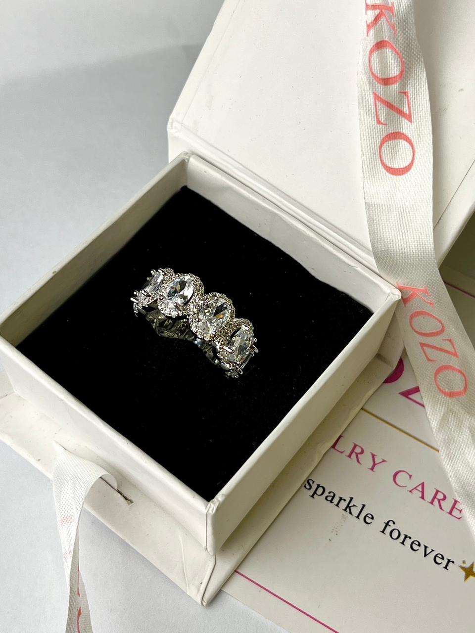 Silver stones ring