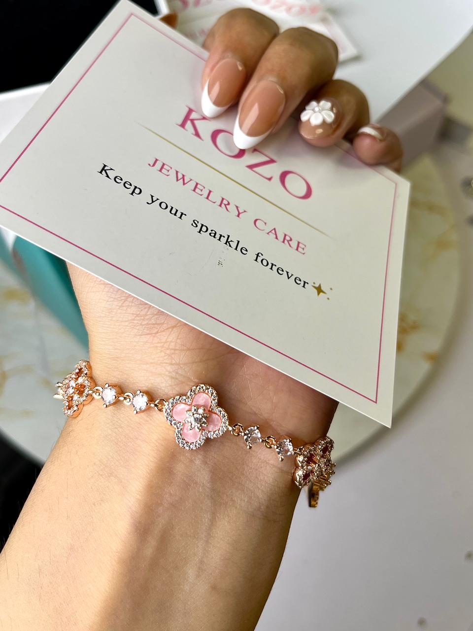 Pink van cleef bracelet and ring set